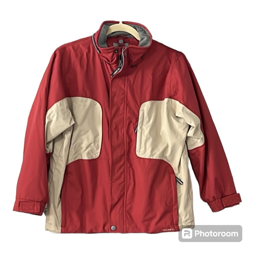 Quest Kids Red & Beige Zip Up Winter Ski Snow Coat Jacket Size Medium